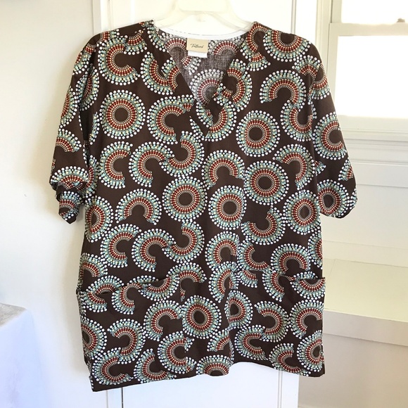 TAFFORD Scrub Top 100% Cotton Retro V-Neck Short Sleeve Women’s Plus Size 3X - Picture 1 of 15